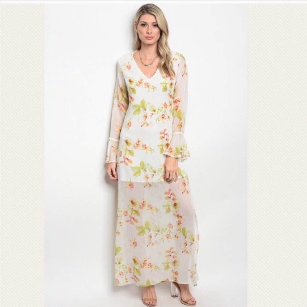 Spring sheer floral boho maxi